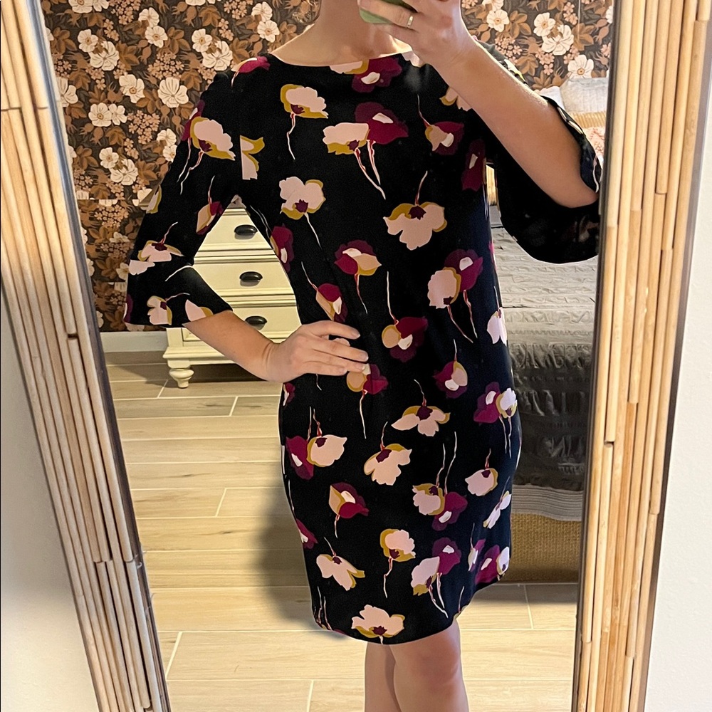 Nine West Black Dress with Pink Floral Pattern